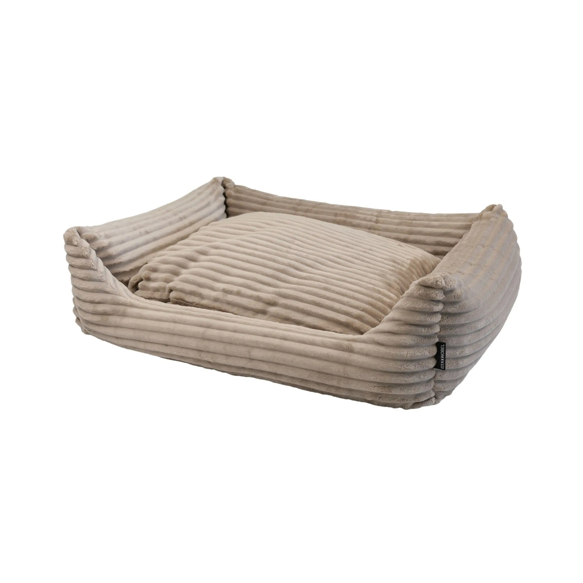 Beige orthopedische hondenmand nova rib van corduroy met ribbelige textuur en zachte, pluche binnenkant