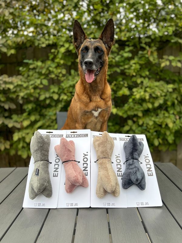 Pluche Hondenknuffel - Chique - Grijs - Pluche hondenknuffel