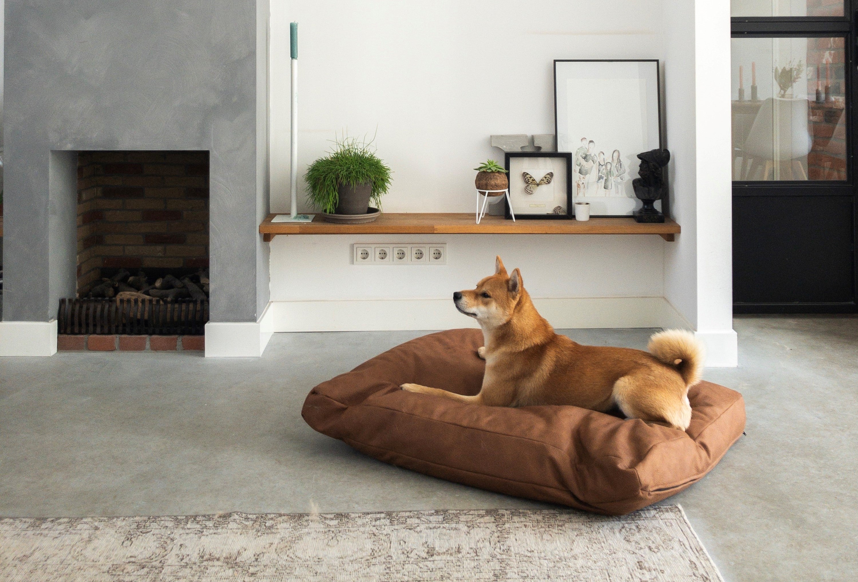 Orthopedisch Hondenkussen - Lederlook - Cognac - Hondenkussen