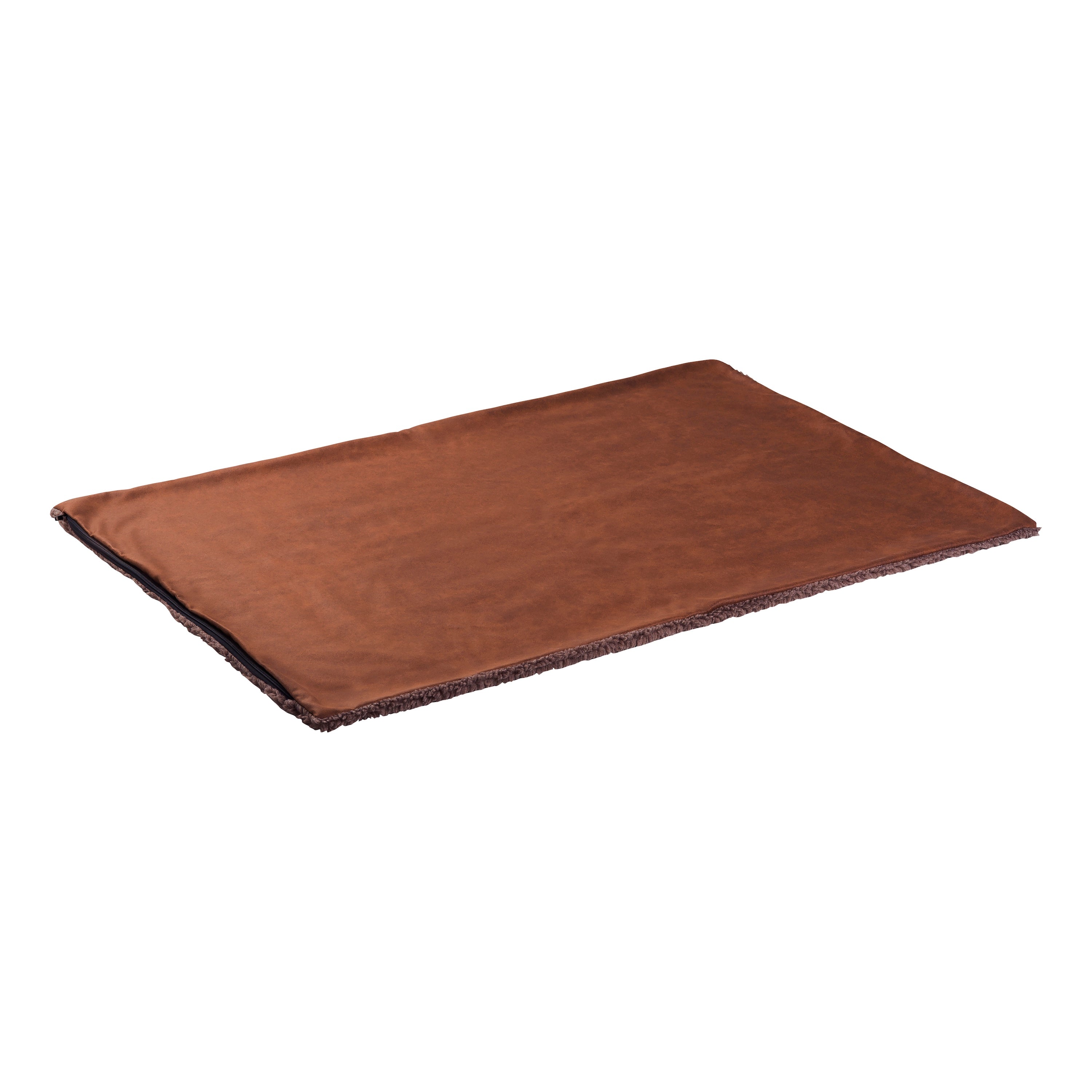 Losse Hoes - Binnenkussen - Lederlook/Teddy Cognac - Orthopedische Hondenmand