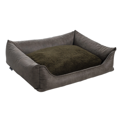 Losse Hoes - Binnenkussen - Lederlook/Teddy Olijf - Orthopedische Hondenmand