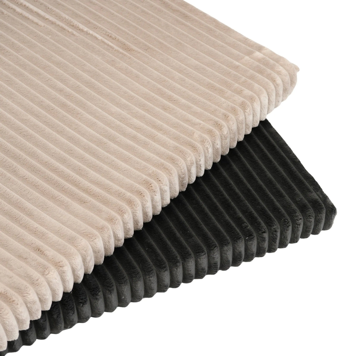 Orthopedisch benchmatras nova rib beige met zachte ribcord stof en duidelijke verticale ribbels