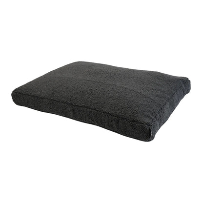 Orthopedisch hondenkussen teddy grijs met zachte zwarte pluche en textuur voor extra comfort