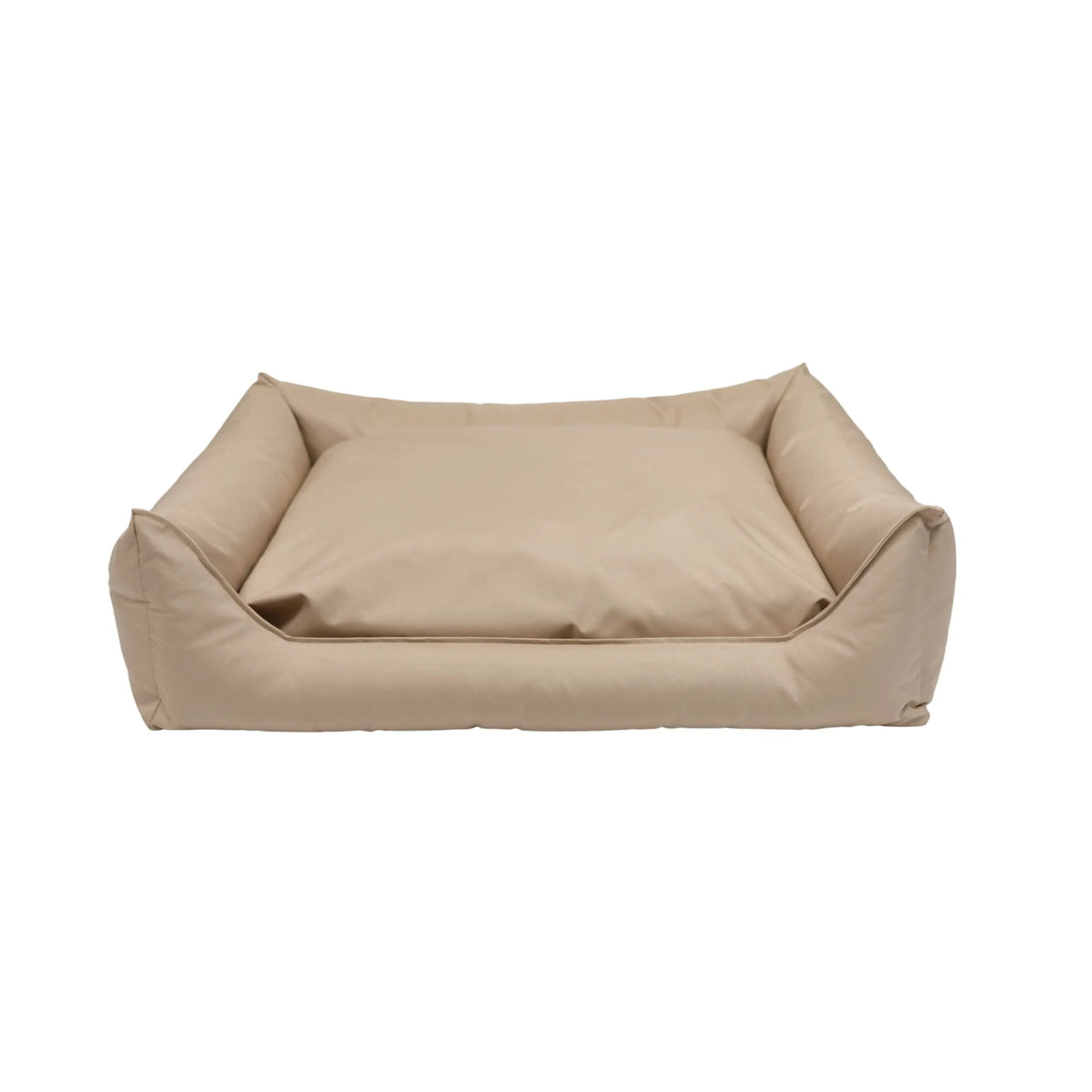 Beige orthopedische hondenmand bliss met zachte gevoerde binnenkant en verhoogde zijkanten voor extra comfort
