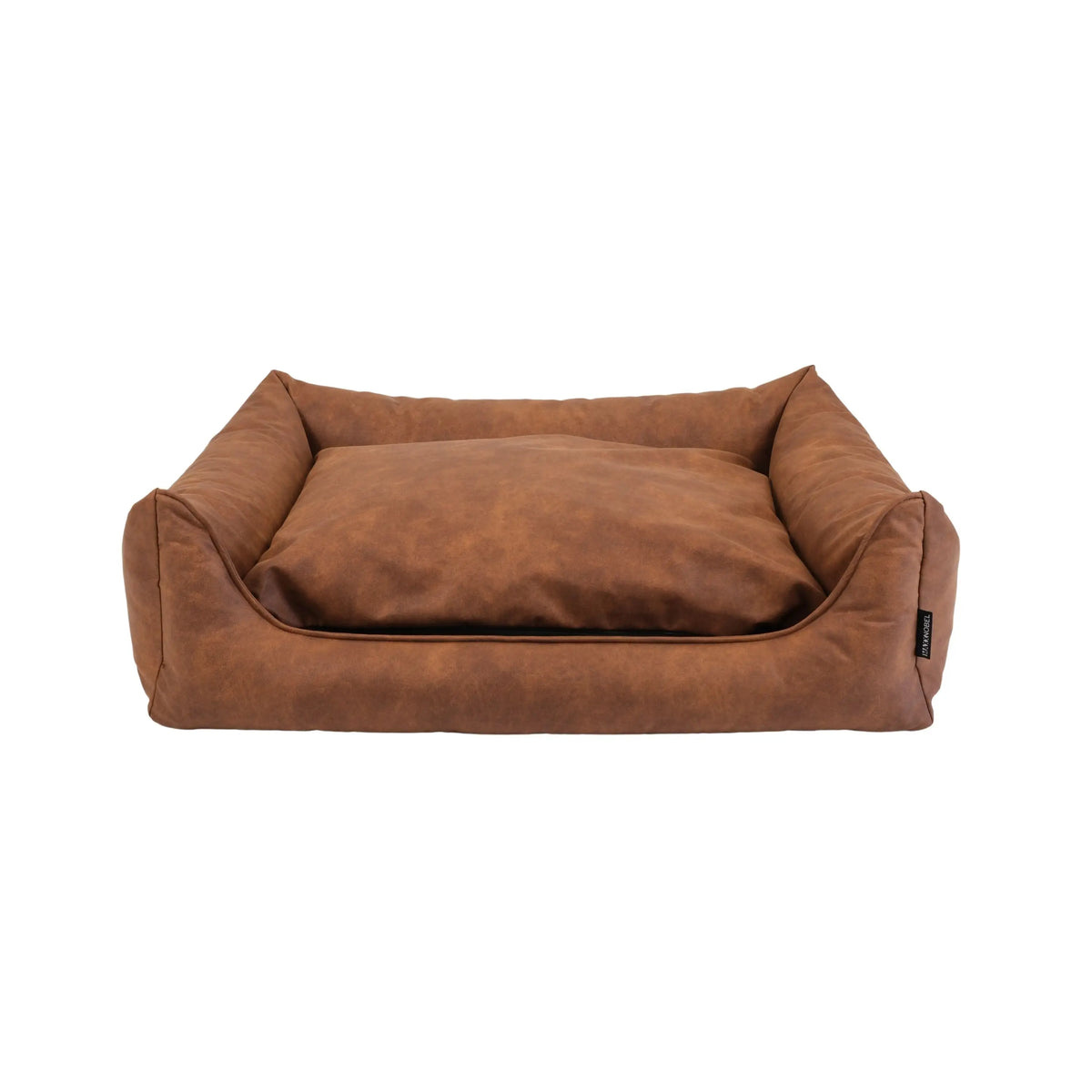 Orthopedische hondenmand lederlook cognac met zachte, donzige vulling voor extra comfort