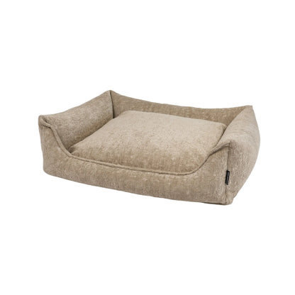 Beige orthopedische hondenmand ruby met zachte kussens en verhoogde zijkanten voor extra comfort