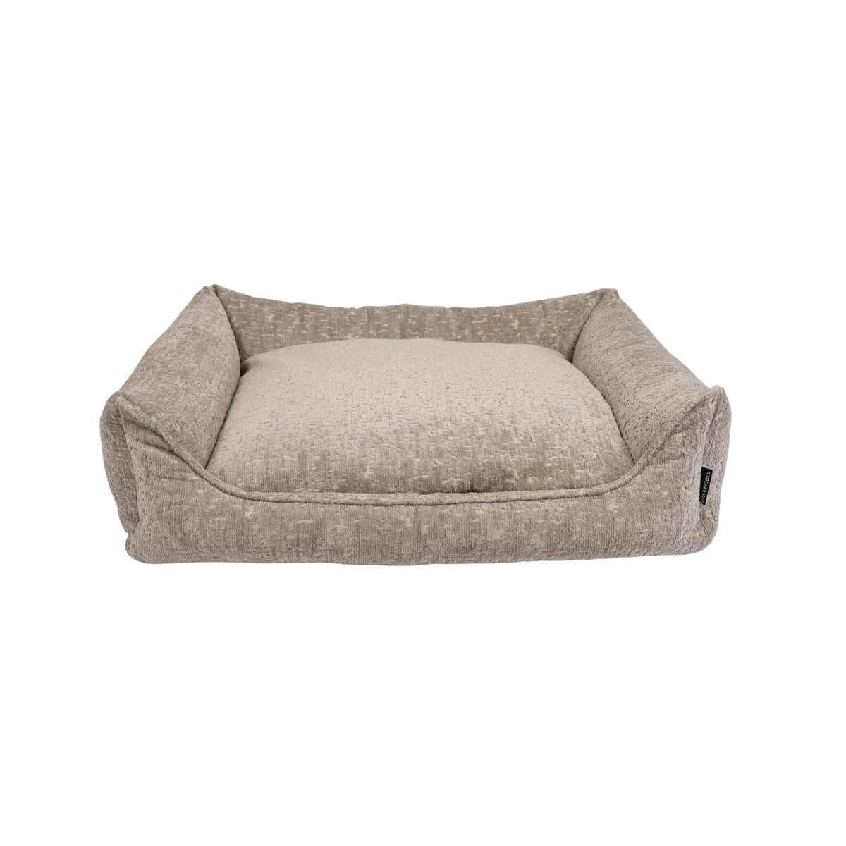 Beige orthopedische hondenmand ruby met zachte, gevoerde binnenkant en verhoogde zijkanten voor comfort
