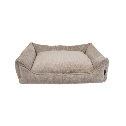 Beige orthopedische hondenmand ruby met zachte, gevoerde binnenkant en verhoogde zijkanten voor comfort