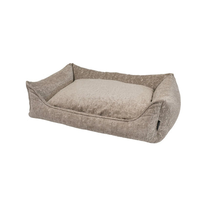 Beige orthopedische hondenmand ruby met textuur en zachte lichtbeige kussen voor extra comfort